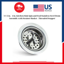 3-1/2 in. - 4 in. Kitchen Sink Spin and Seal Stainless Steel Drain Assembly with