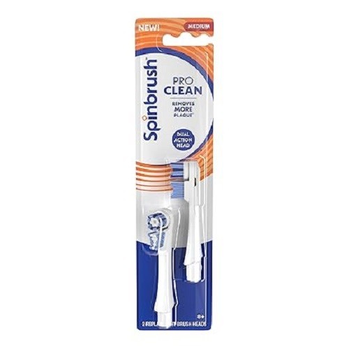 Spinbrush Pro Clean Medium Bristles 2 Replacement Brush Head