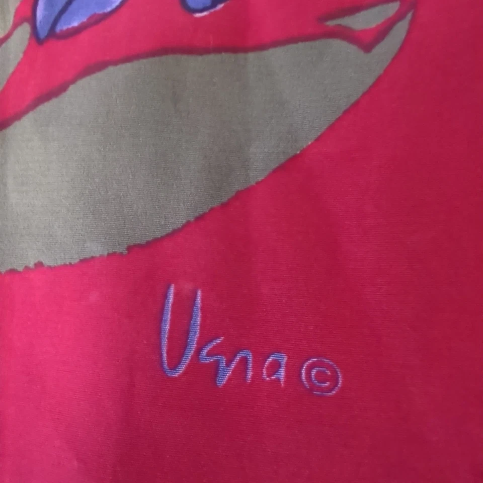 "Bufanda de seda de diseñador VERA NEUMANN 10x 46"" de largo vintage azul rojo brillante floral" Foto 2 de 4