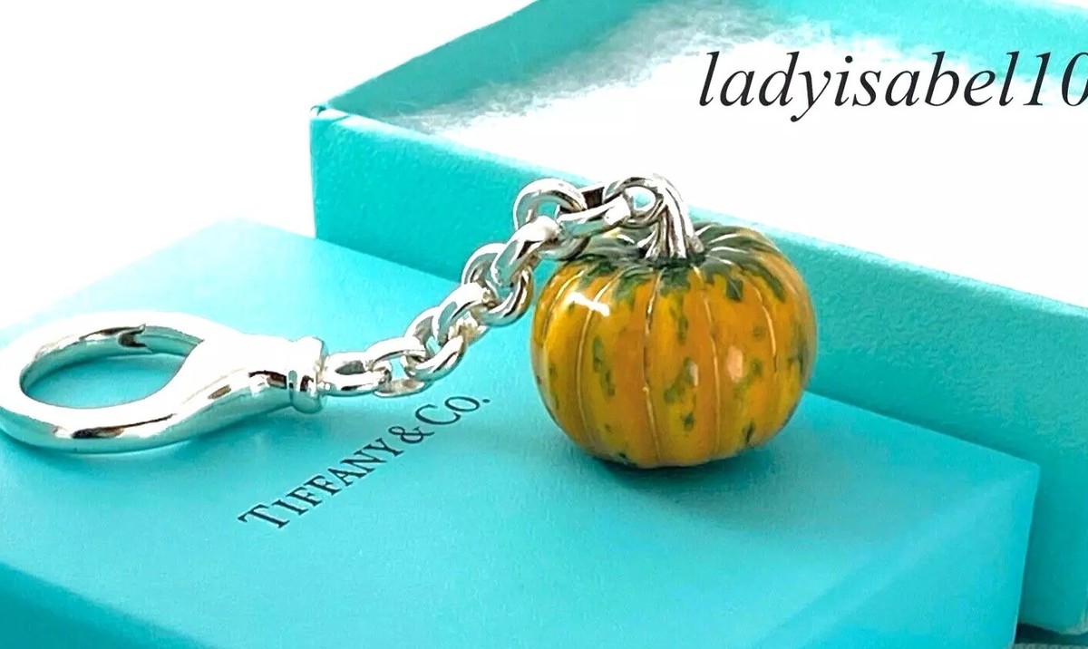 Tiffany & Co. Enamel Pumpkin Keyring Key Ring Chain Holder
