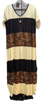 NWT LuLaRoe Large Cream Brown Black Animal Print Stripes Long Macy Maxi  Dress | eBay
