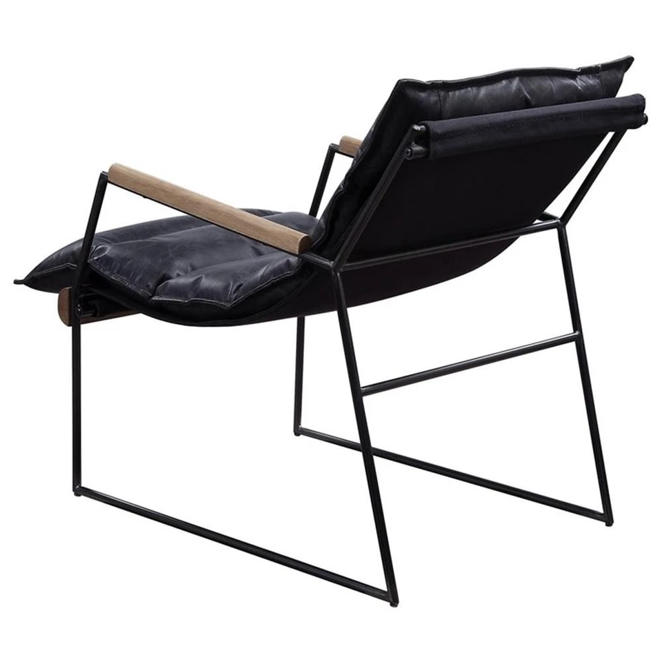 Silla acento tapizada de cuero de grano superior ACME Luberzo en apuros Expresso Foto 3 de 4