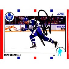 1990-91 SCORE AMERICAN #36 ROB RAMAGE TORONTO MAPLE LEAFS AUTOGRAPH