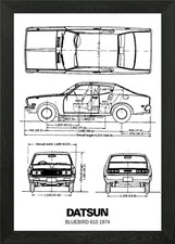 Quadro nuovo con etichette Datsun Bluebird 610 19 poster arte da parete incorniciato stampa su tela