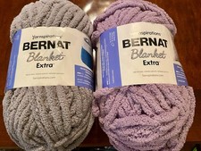     BERNAT BLANKET EXTRA YARN. Lot 2 skeins: Gray, Orchid. New. FREE SHIP.