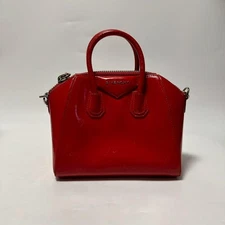 Givenchy Antigona Mini Leather 2-Way Shoulder Bag Red Gold Hardware Women's