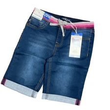Vigoss Girls Jeans Shorts Bermuda Cuff Dark Blue Size Large NWT