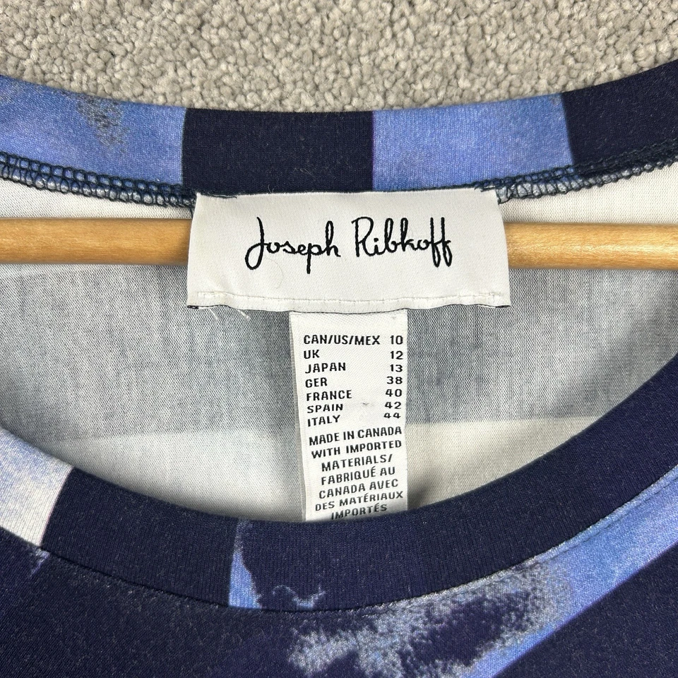 Blusa túnica elástica con estampado de rayas abstractas azules Top 12 de Joseph Ribkoff para mujer Foto 2 de 4