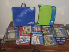 LeapFrog LeapPad Learning System 8 Books 7 games Quantum 2001 Vintage backpack