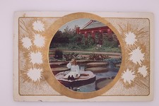 1909 Divided Back Postcard Girl Giant Lily Pad Conservatory Pond