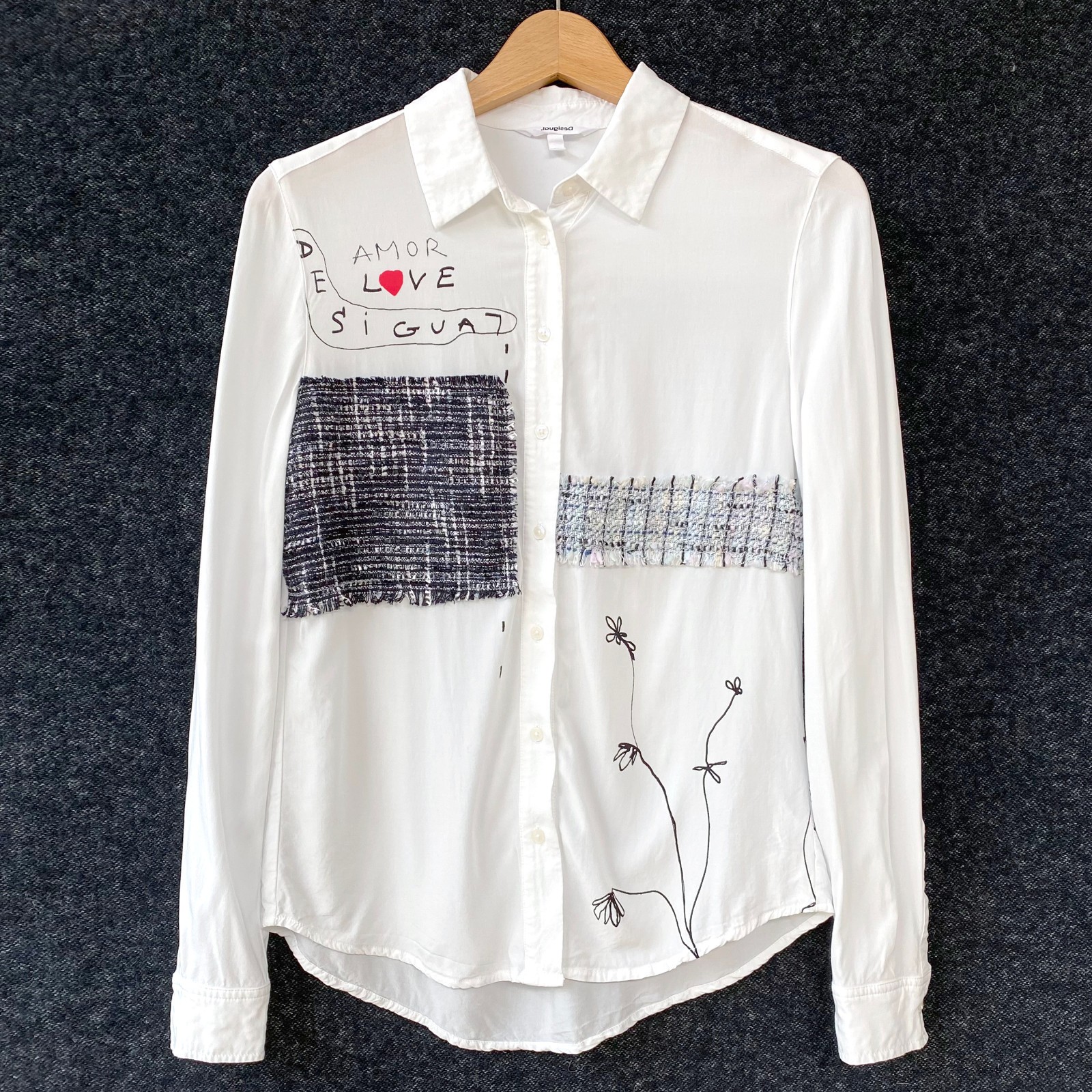 Desigual Womens Patchwork Flower Button Front Vis… - image 2