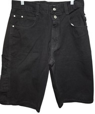 Vintage 90's Y2K Paco Jean Shorts Men 32 Black Denim Baggy Hip Hop Double Button