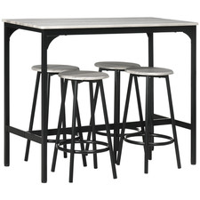 5 Piece Bar Table and Stools Set with Metal Frame 