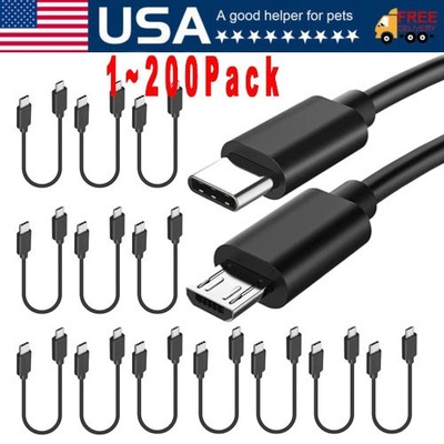 USB Type C To Micro 5v/2.4a Data & Sync Transfer Otg Charging Cable - Black Lot