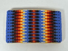 Vintage Native American Style Hand Seed Beaded Geometric Design Belt Buckle
