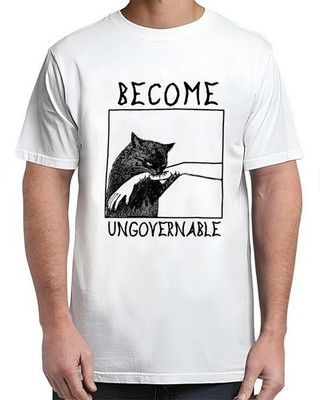 Become Ungovernable - Black Cat Biting Hand Funny Meme Adult Size S-4XL T-Shirt
