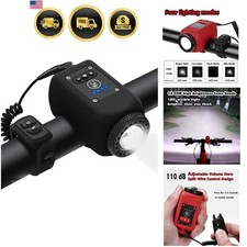 Electric Bike Horn Bike Light 2 in 1; 110 dB Bicycle Horn 5 Sound Modes with ...
