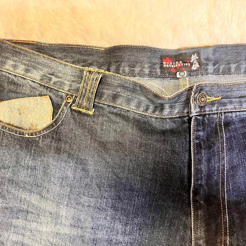 Battou Musume Men's Denim Jeans Pants Samurai Japanese Embroidered Blue 110 - Picture 3 of 15