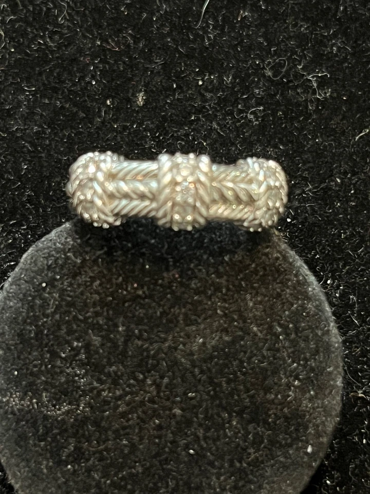 Anillo Judith Ripka Talla 9 Plata de Ley 925 Circonitas Cúbicas Triple Estación Foto 2 de 4