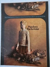 Publicité vintage jeunes filles Pandora la tortue 1968 Sulcata tortues