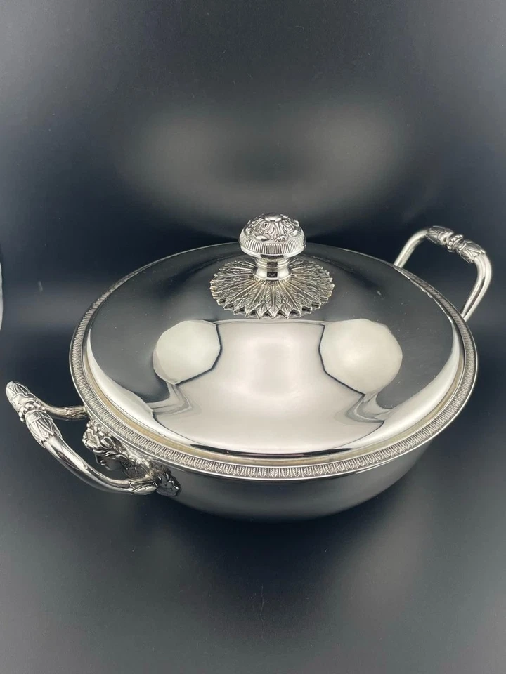 1950's Christofle Gallia Vegetable Dish Malmaison coll. Mascarons -Empire Style - Image 3 of 4