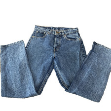 Vintage Levi s 505-0217 30x30 Straight Leg Made USA Dark Wash Blue Denim Jeans
