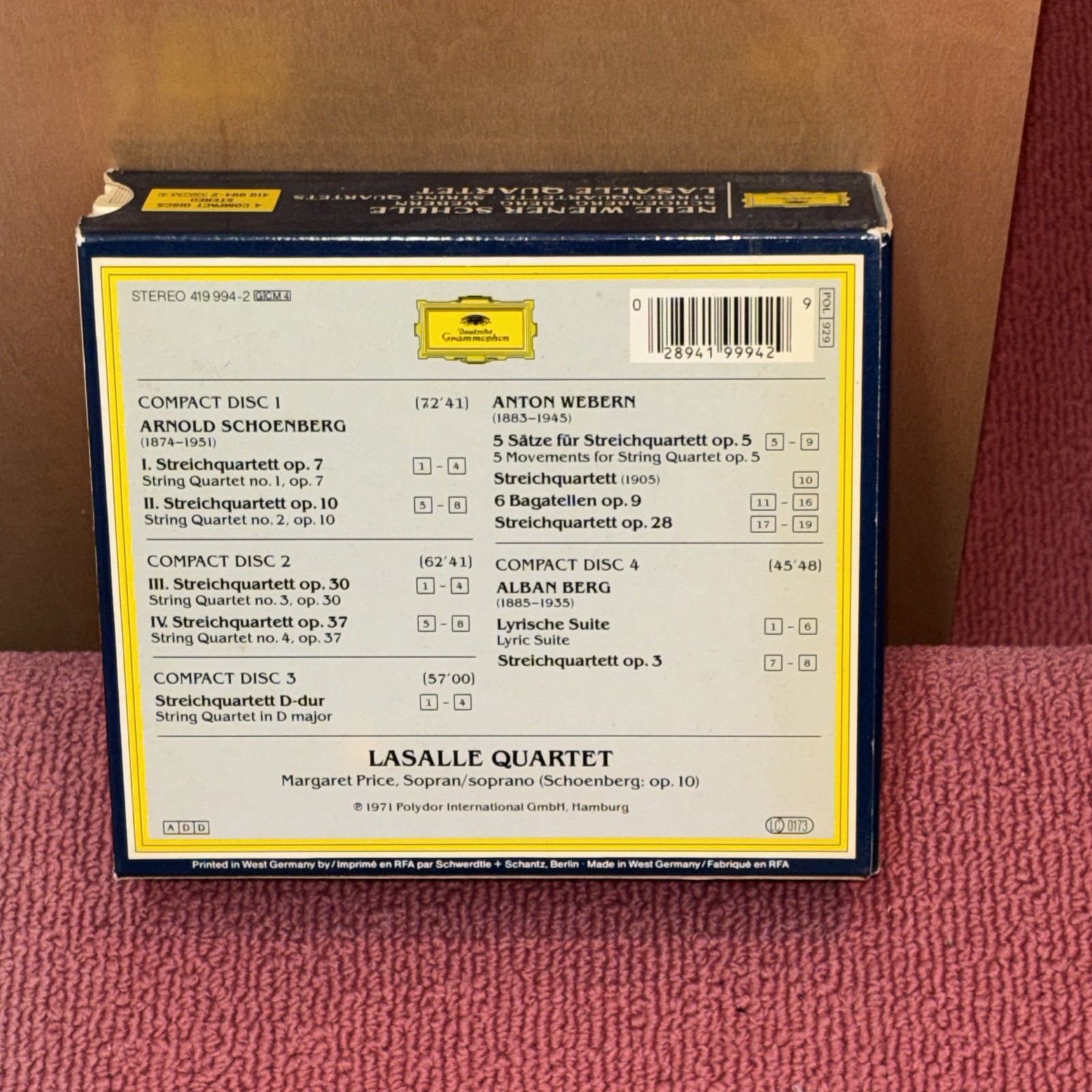 Neue Wiener Schule -Second Viennese School-String Quartets -4 DISC BOX SET