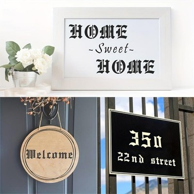 Gothic Calligraphy Stencil, 6-Pack Reusable Old English Letter Number Template