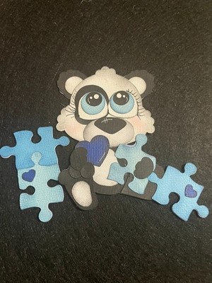 Puzzle Panda Bear premade paper piecing scrapbook diecut 3D