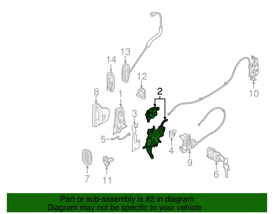 Actuador de bloqueo genuino Nissan NV200 2013-2021 82504-3LM1D Foto 2 de 2