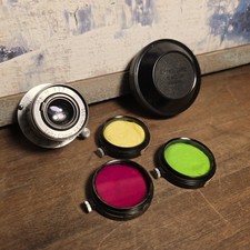 Leica Elmar 50mm F3.5 5cm 1:3.5 Collapsible Leitz MTR Germany  3 Color Filter