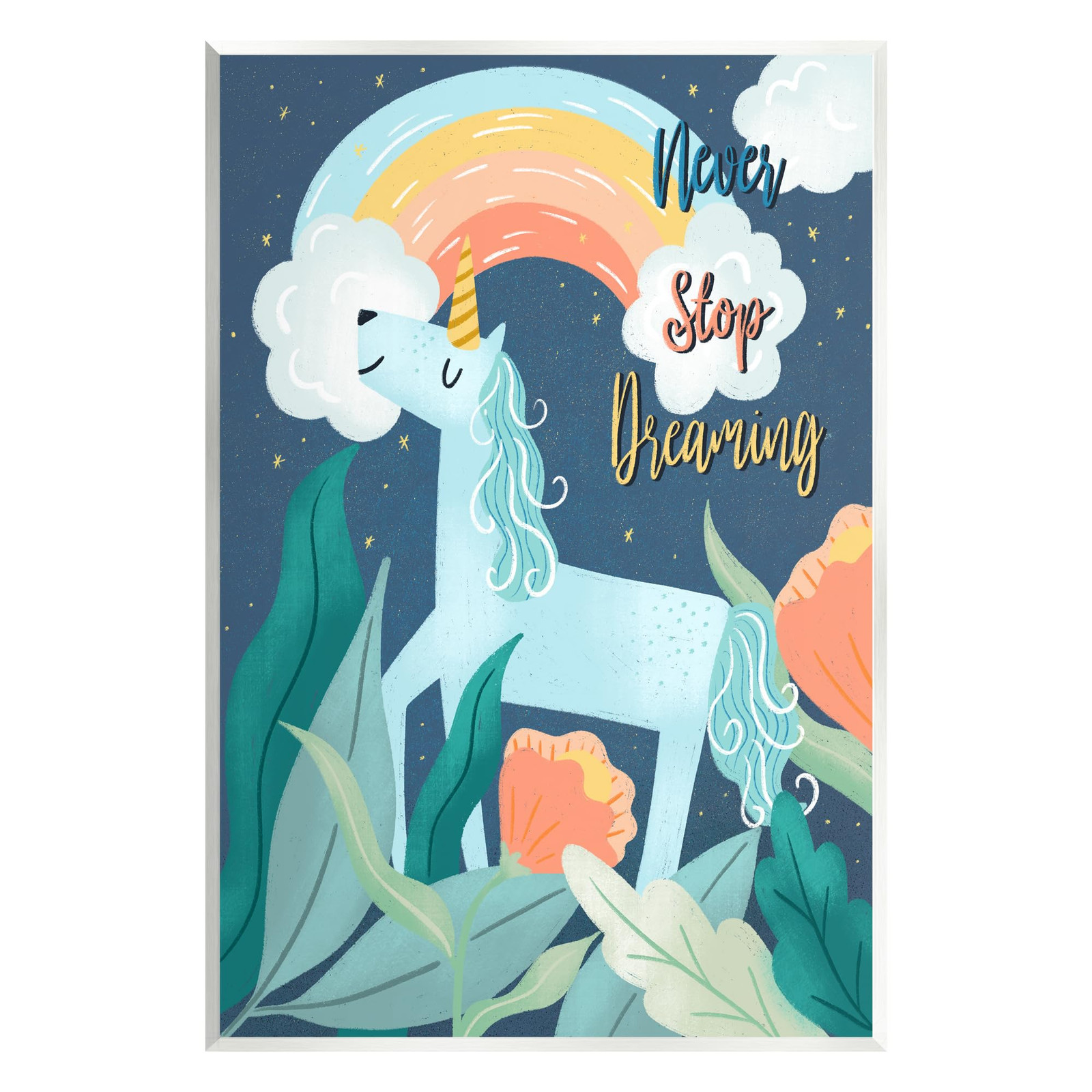 Never Stop Dreaming Unicorn Wall Plaque Art by Dominika Godette