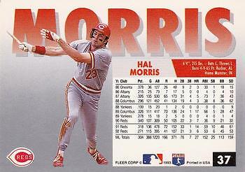 1993 Fleer #37 Hal Morris - Picture 2 of 2