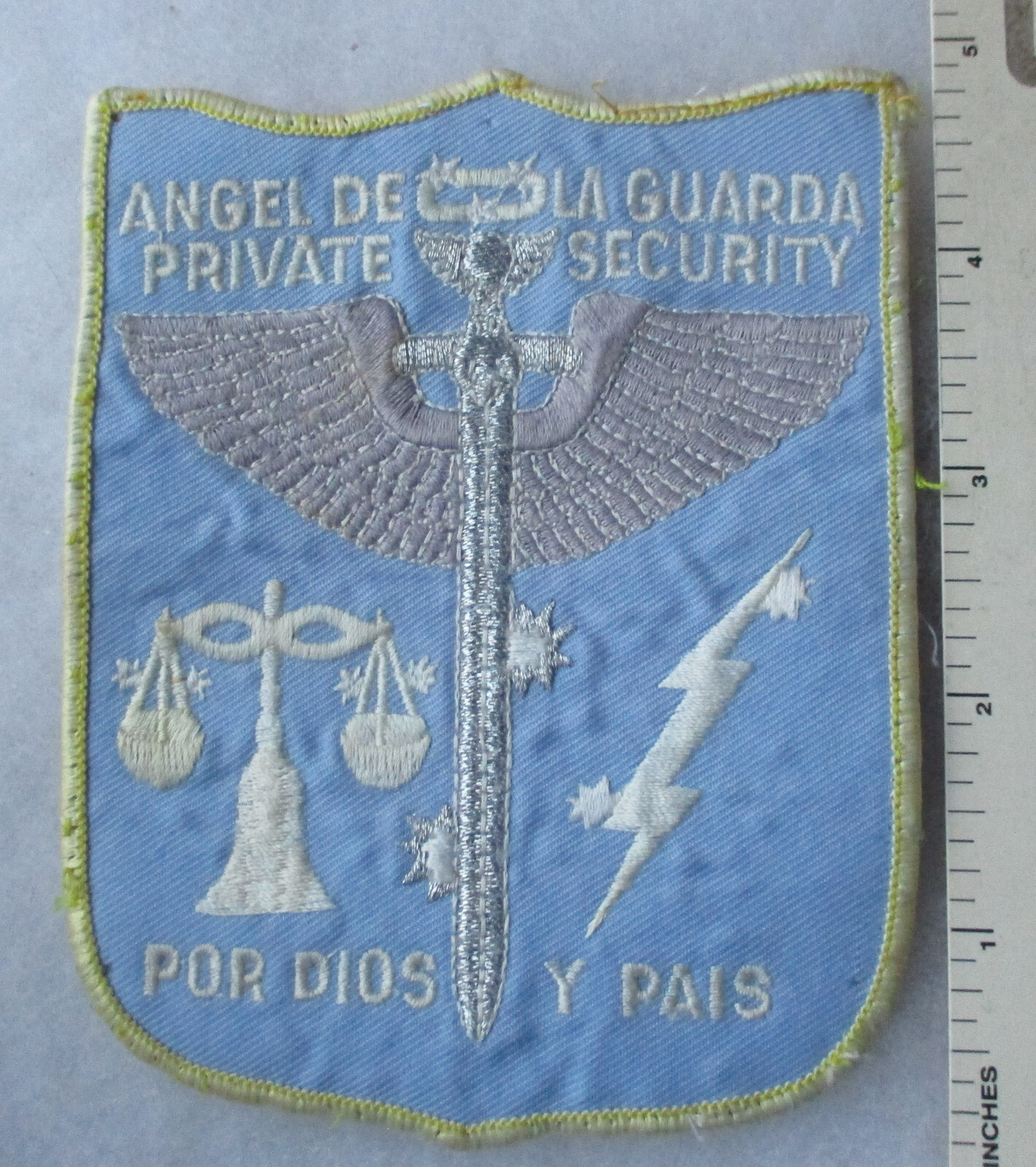 Original Older Vintage ANGEL DE LA GUARDA PRIVATE SECURITY PATCH Used