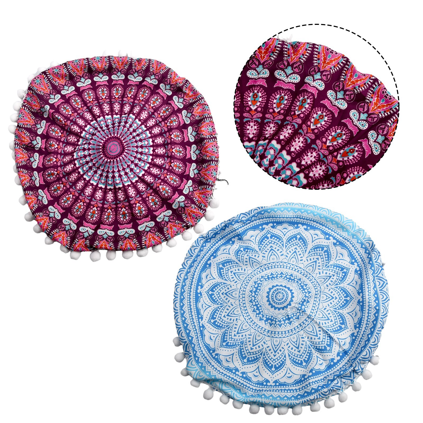 Charming Round Pattern Pillowcase Cushion Cover for Floor Cushion