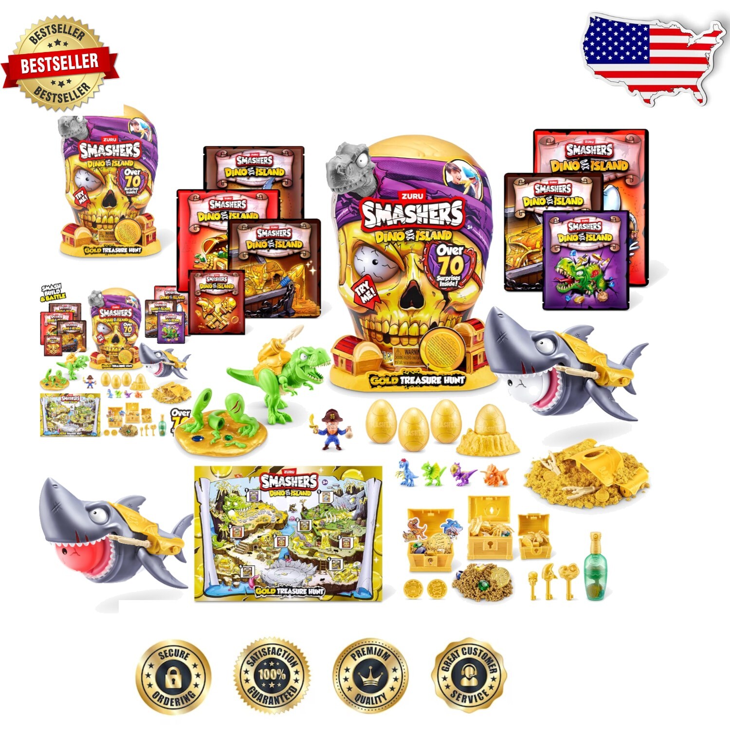 Interactive Dino Island Treasure Hunt Toy - Learn & Play with 70+ Collectibles