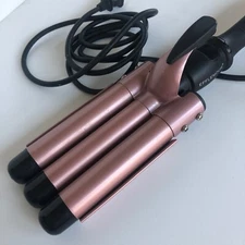 Efflemour 3 Barrel Hair Waver Metallic Rose Long Lasting Curls Crimp Beach Waves
