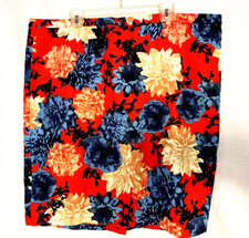 Talbots Woman Size 18W Red, Blue, White Multicolor Floral Skirt EUC