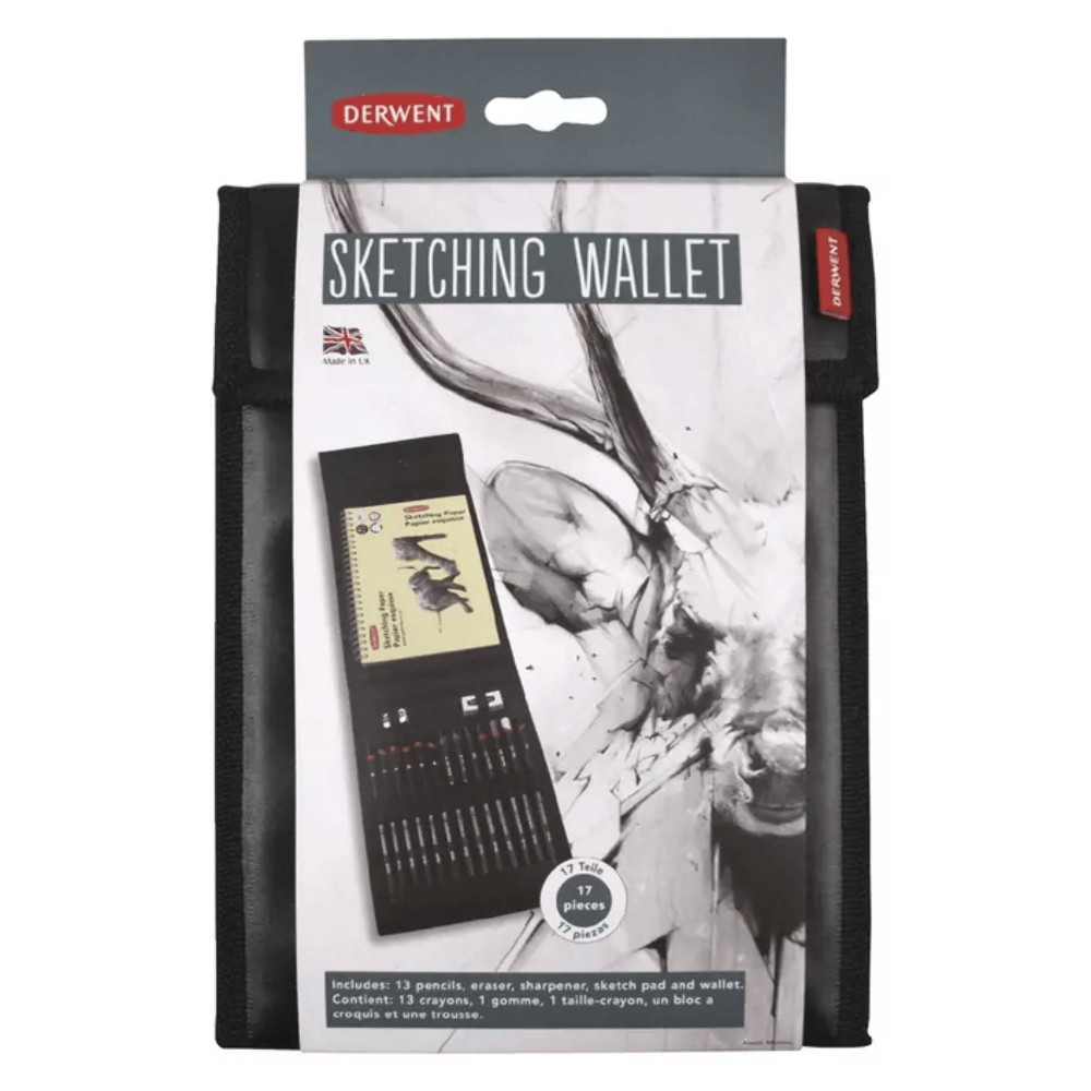 NEW Derwent Sketching Wallet Pencils Set Sketch Kit With Paper Pad Case