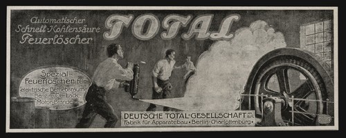 Alte Werbung Reklame 1918 TOTAL Automatischer Schnell-Kohlensäure Feuerlöscher