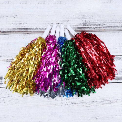 12pcs Cheerleader Pom Poms DIY Red/White/Rainbow Foil Cheerleading Dance Pompoms - Photo 1 sur 12