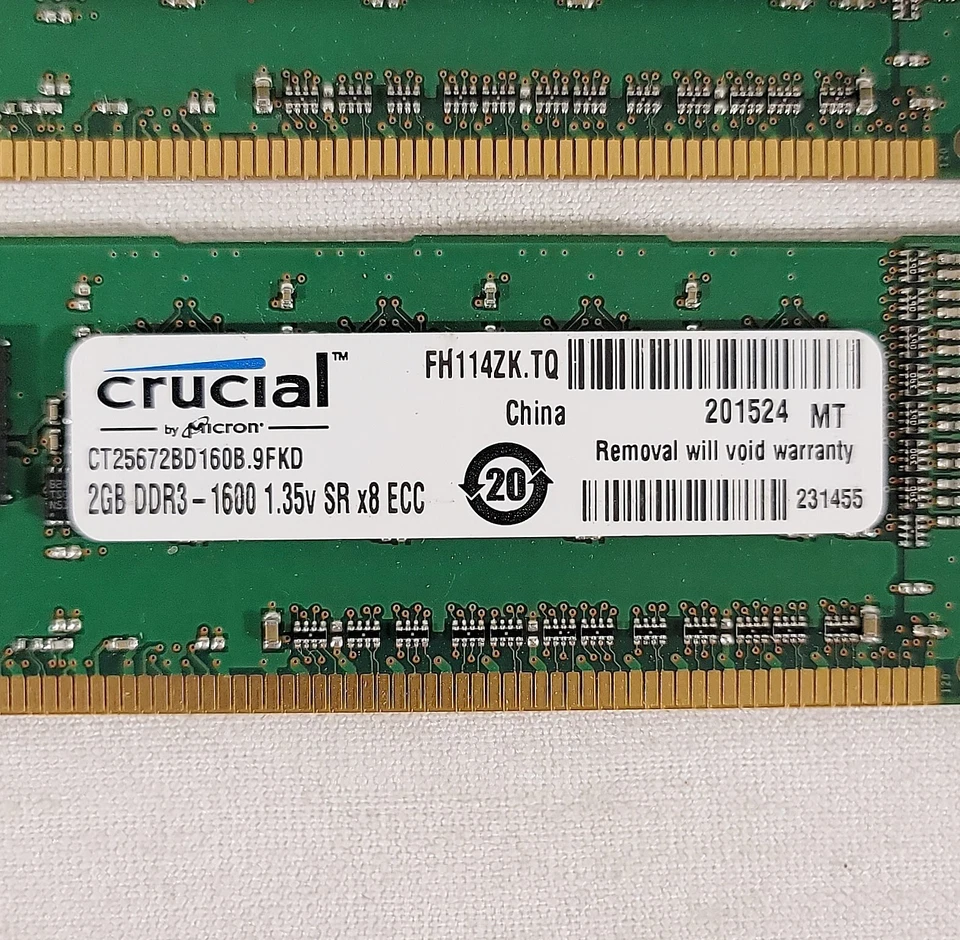 CRUCIAL 8GB (4x2GB) DDR3 RAM 1Rx8 PC3L-12800E 1600MHZ 240PIN DIMM Desktop Memory - Image 3 of 3