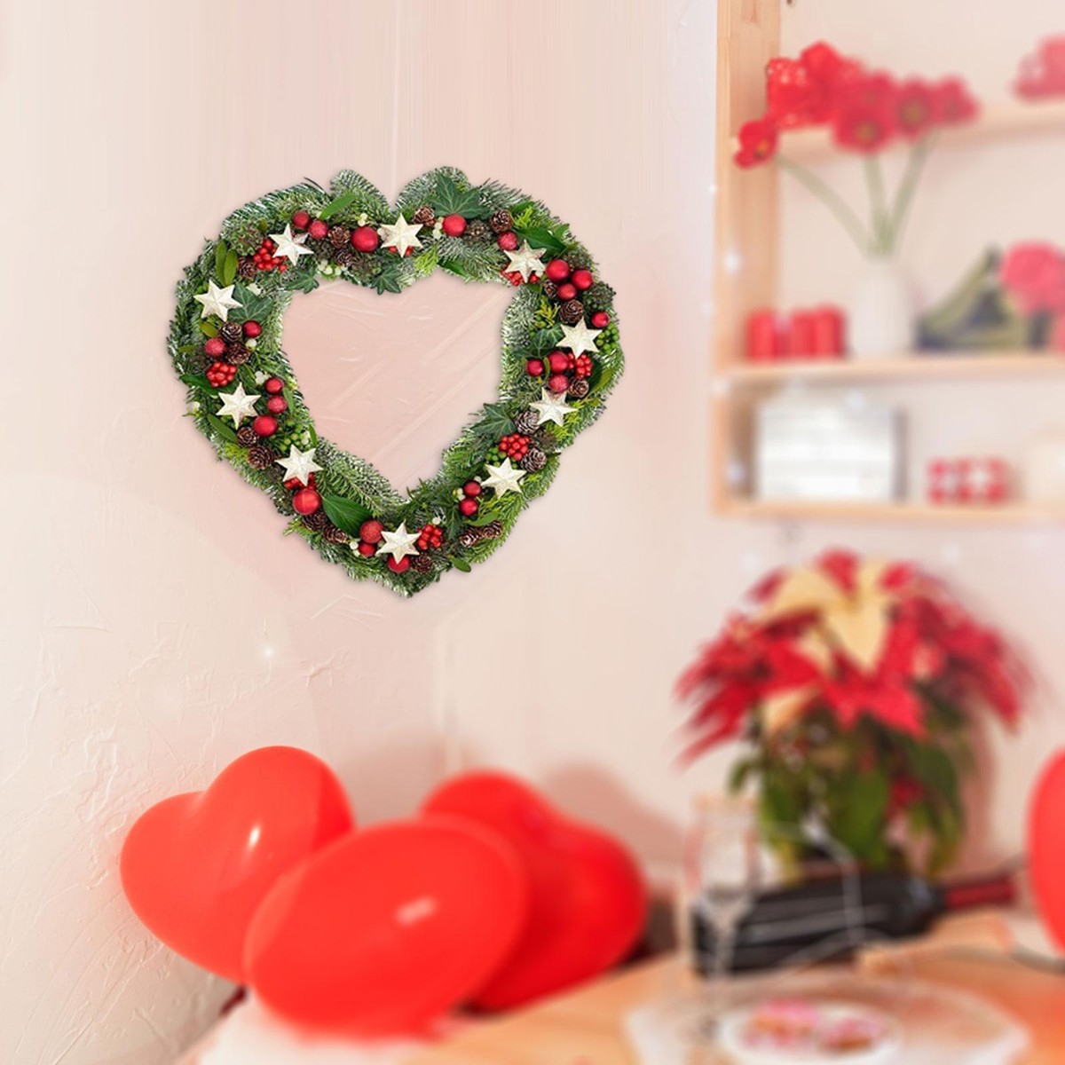 Heart Shaped Wire Wreath Frame Valentines Day Decoration for