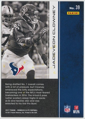 Jadeveon Clowney - Houston Texans - 2017 Donruss Elite Football - RED /149 - #39 - Picture 2 of 2