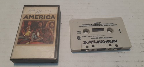 America Self Titled 1972 Cassette Tape WB Autographed Signed by Gerry Beckley - Picture 2 of 3