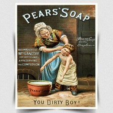 PEARS SOAP SIGN METAL PLAQUE Vintage Bathroom Toilet Kitchen Advert art print
