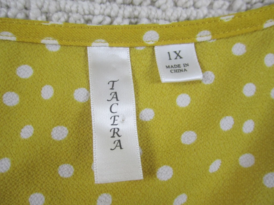Blusa para mujer Tacera 1x informal manga 3/4 encaje acento lunares amarillos Foto 4 de 4