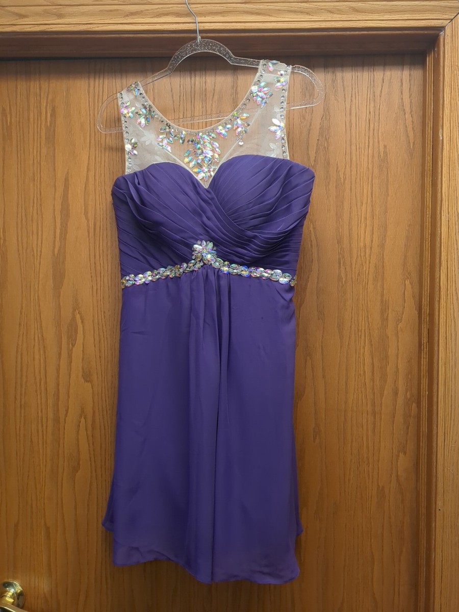 Sarah Bride Purple Holographic Beaded Formal Dress Size 12 Formal Spring  Wedding | eBay