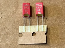 2 New 4.7 uF 50V Wima MKS Film Capacitors for Stereo Rebuilds 5mm Pitch (Qty)