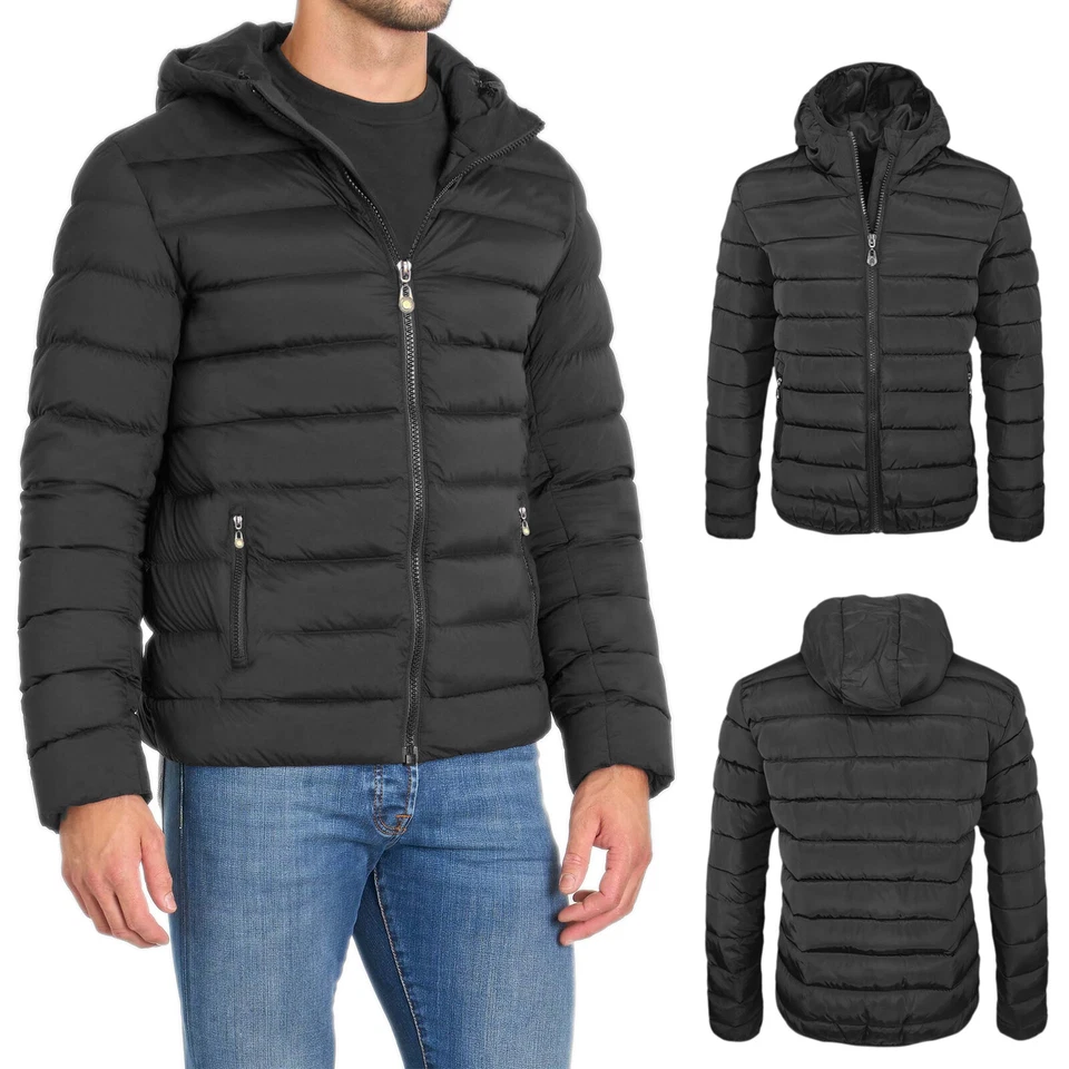 Giubbotto Uomo Invernale Giacca Giubbino Imbottito Piumino Con Cappuccio VEQUE - Immagine 4 di 4